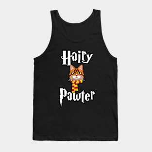 Hairy Pawter Funny Hairy Paw Cat Lover Cute Hairy Cat Head Tank Top